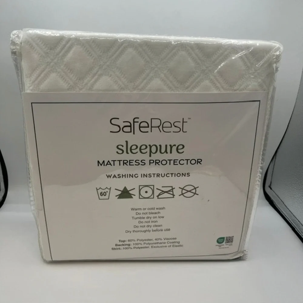 SafeRest Sleepure Full Size Mattress‎ Protector Waterproof Breathable White NEW